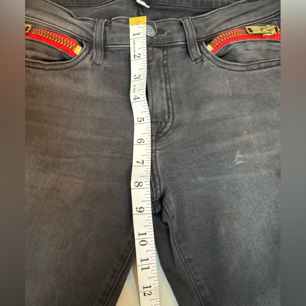 Etienne Marcel Distressed Grey Jeans w/ Red Zipper Detail – Size 29 - Picture 16 of 17